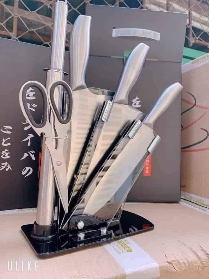 [HOT] Bộ Dao Nhà Bếp SEKI Nhật Bản 6 Món - Bộ Dao Inox cao cấp kèm khay đựng - Hàng Mới 2020 Bền Đẹp, Sắc Bén - Mua 1 lần dùng cả đời