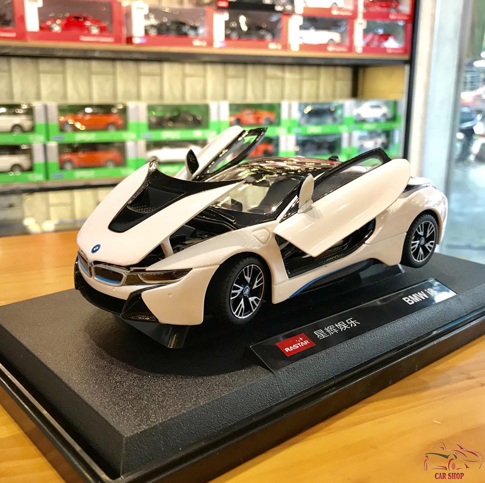 Mô hình xe ô tô siêu xe BMW I8 Hãng Rastar tỉ lệ 1:24 màu trắng