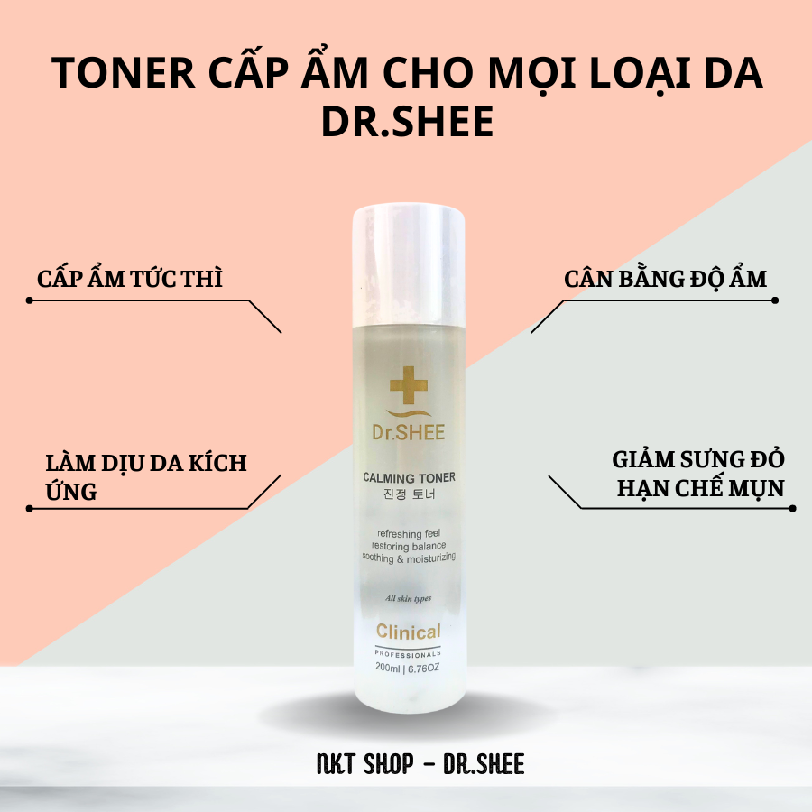 TONER KHÔNG CỒN, NƯỚC HOA HỒNG DỊU NHẸ CHO MỌI LOẠI DA DRSHEE