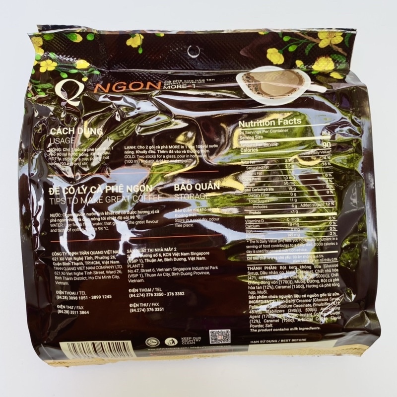 Cà phê ngon trần quang 3 in 1 loại 500g