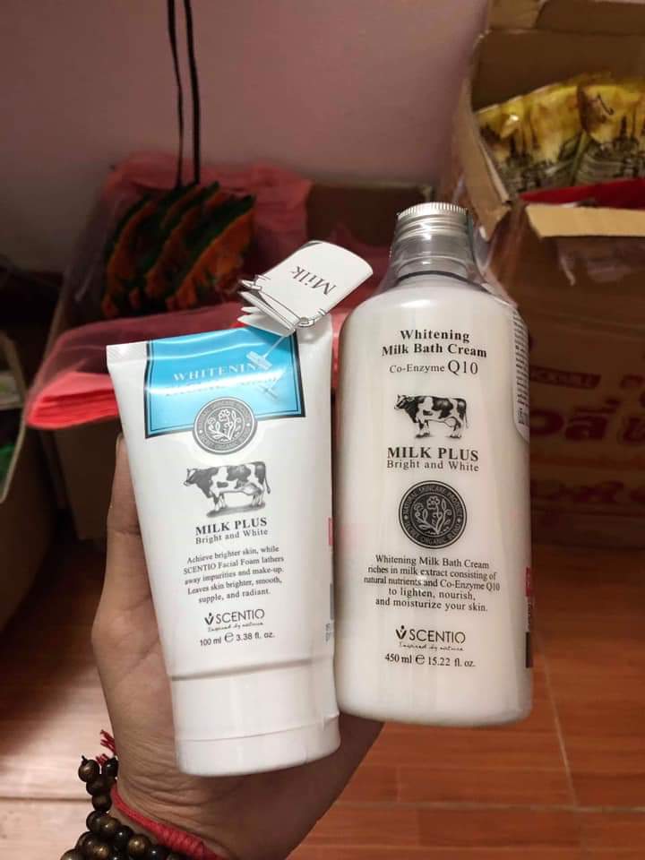 Combo sữa tắm + sữa rửa mặt milk plus Q10