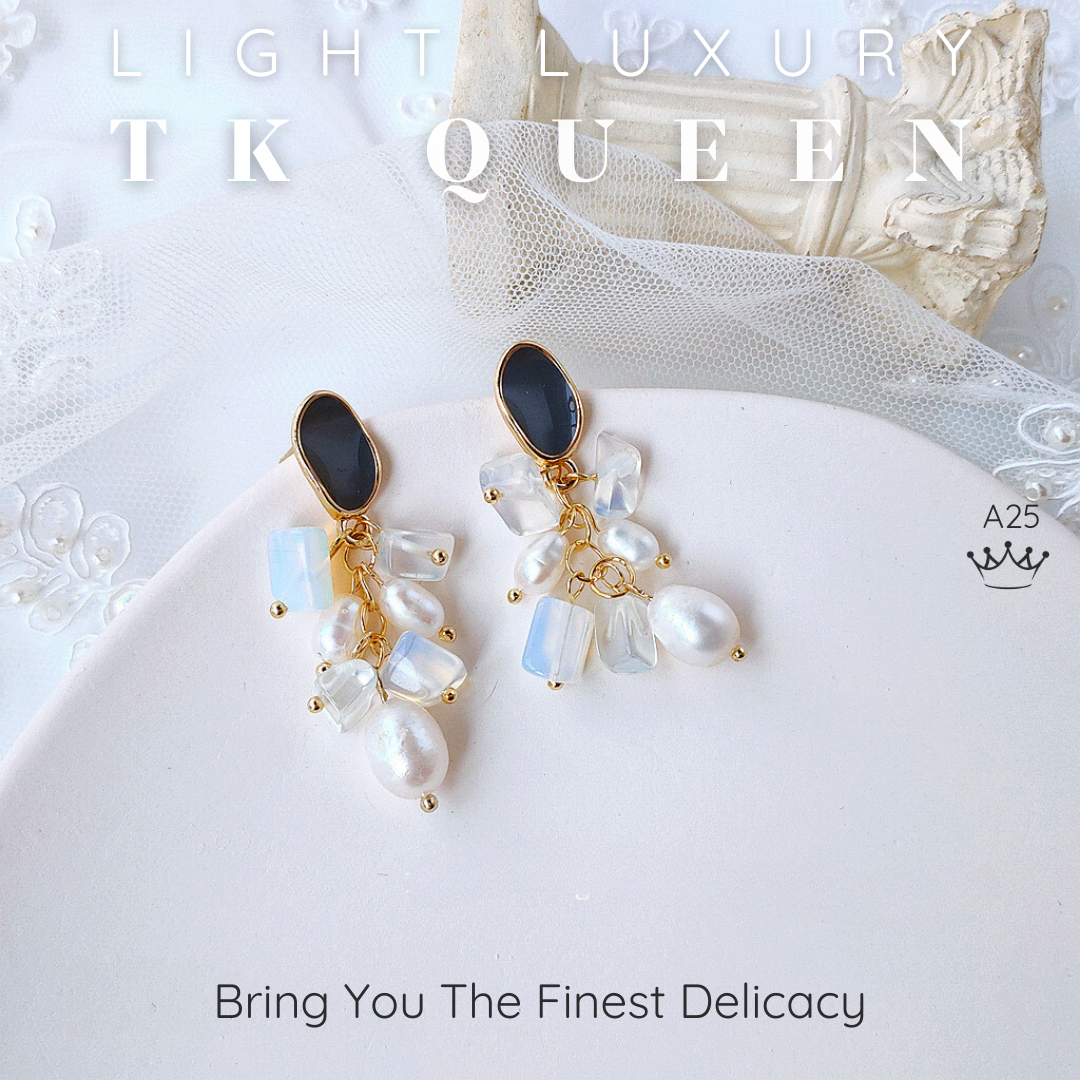 Bông tai ngọc trai nước ngọt thật Trang sức phụ kiện nữ thiết kế phong cách Light luxury - TK QUEEN Accessories - A25