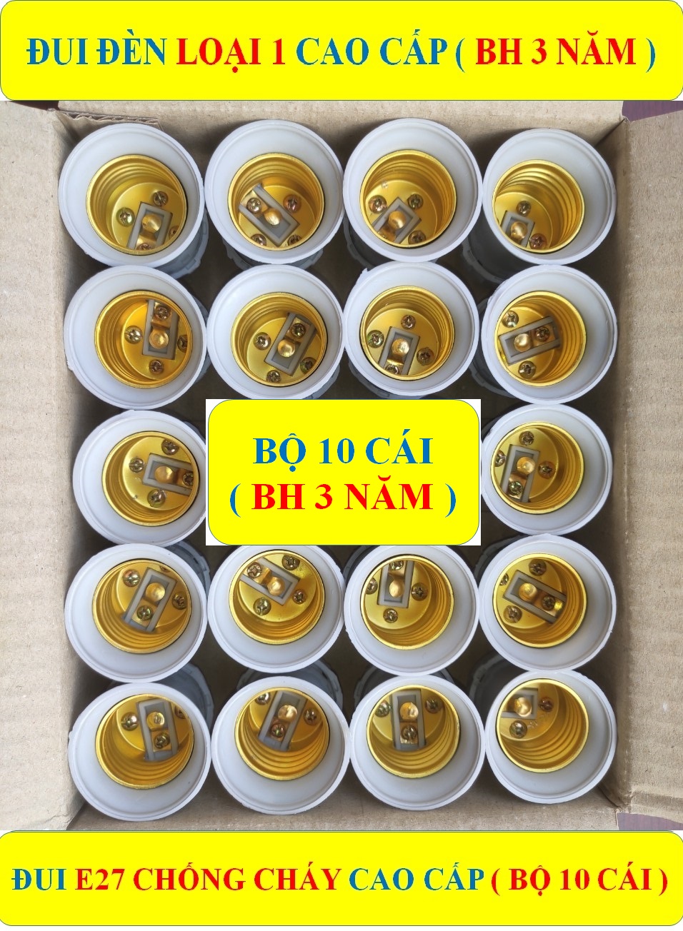 10 đui đèn e27 đuôi xoáy 27mm chống cháy loại 1 cao cấp