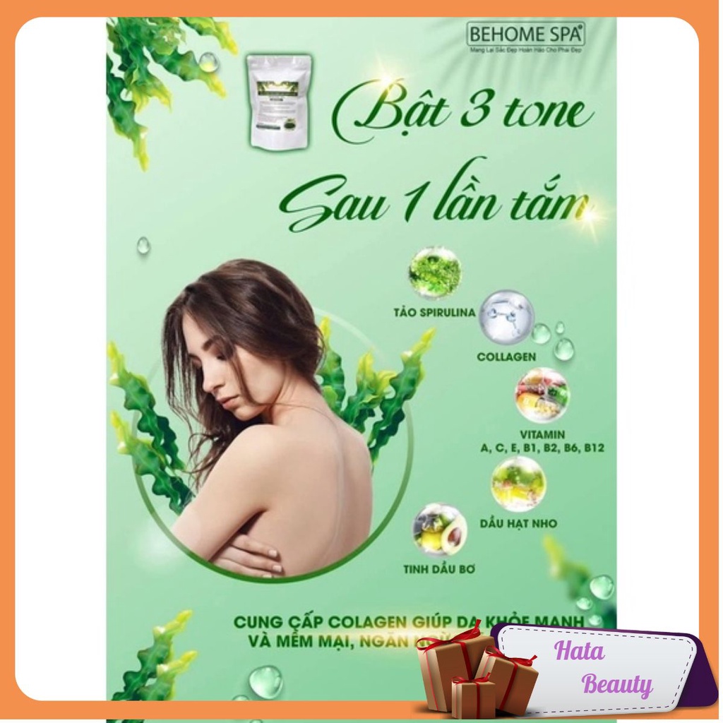 Tắm trắng tảo diệp lục Collagen BEHOME SPA- FREESHIP ️ Tắm trắng body toàn thân, trắng da