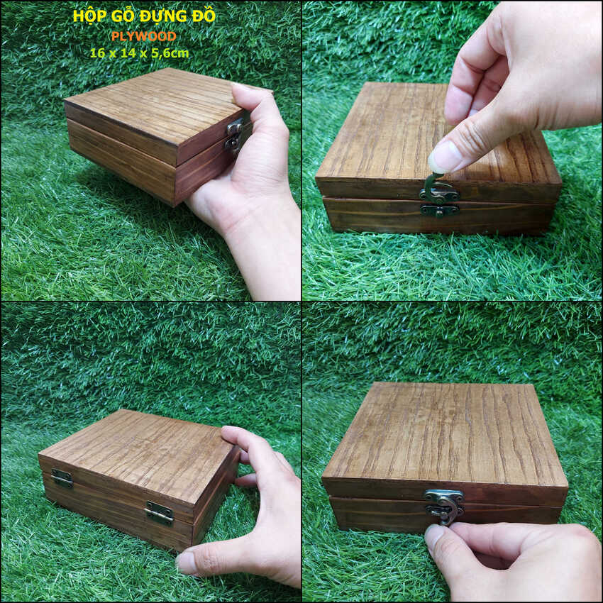 Hộp gỗ đựng ví da cao cấp plywood 16x14x5.6cm – hộp gỗ đựng đồ , dây lưng, trà, cafe - hộp gỗ đựng trang sức – hộp gỗ đựng quà