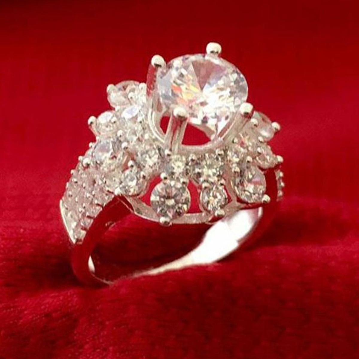 Nhẫn nữ ổ cao gắn kim cương nhân tạo 6 ly chất liệu bạc ta, có thể chỉnh size yêu cầu, phong cách cá tính dễ kết hợp trang phục thích hợp đeo thời trang làm quà tặng - BS1QTNU17