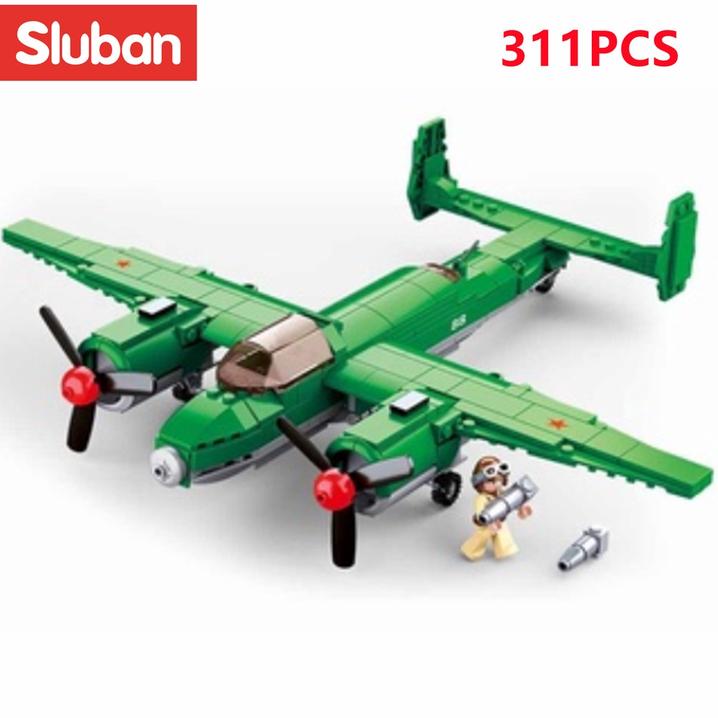 Set 311 mảnh đồ chơi SLUBAN B0688 lắp ráp quân đội WW2 TU-2