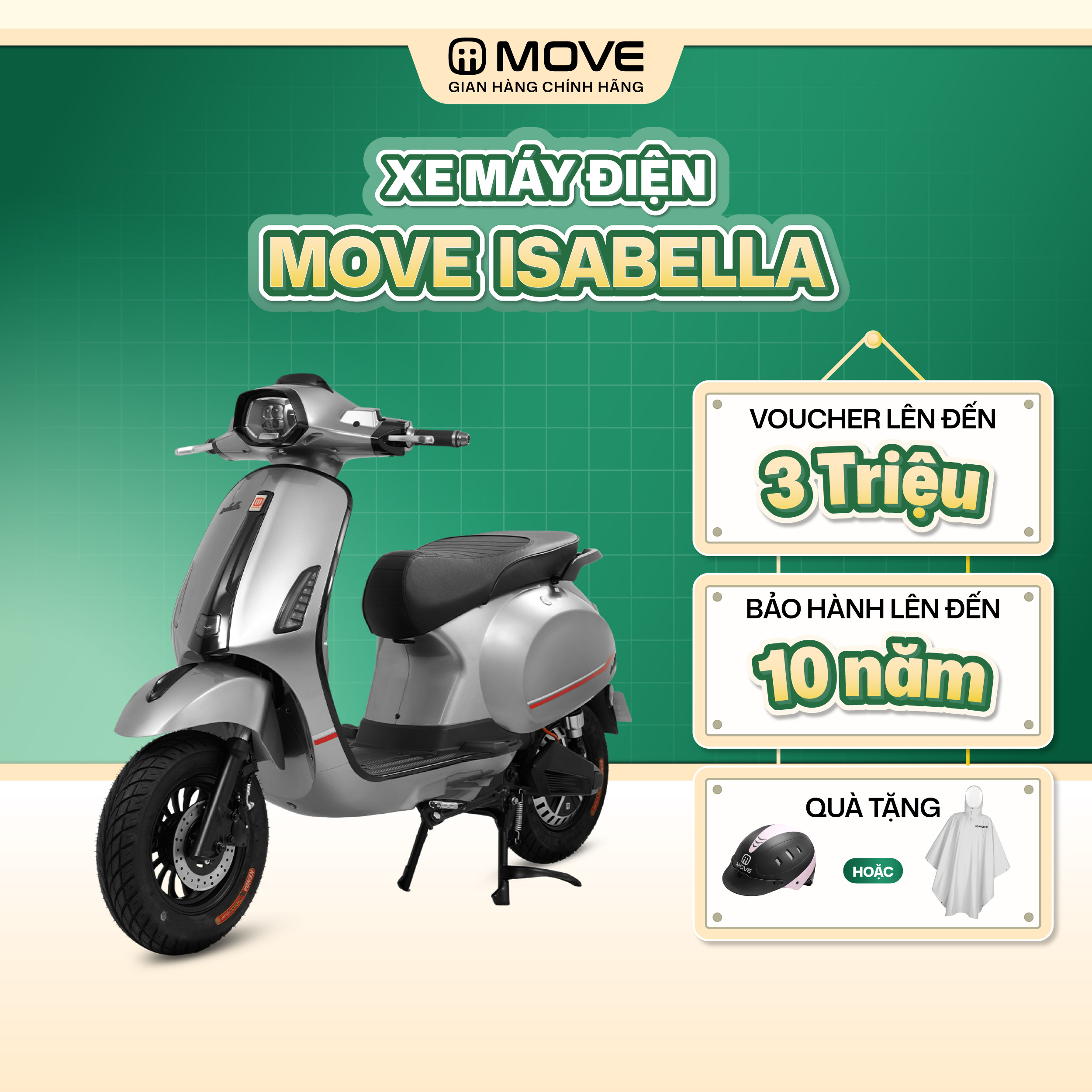 [GIAO MIỀN TRUNG & MIỀN NAM] Xe máy điện MOVE ISABELLA  - Đi tới 90km/sạc - sinh viên, nhân viên văn phòng