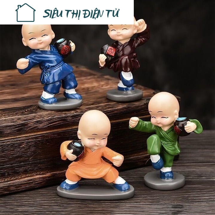 Sieuthidientu bộ 4 tượng trang trí tứ tiểu múa túy quyền say nhưng phải tỉnh không say khi cần tỉnh chất liệu thạch cao tráng bột đá
