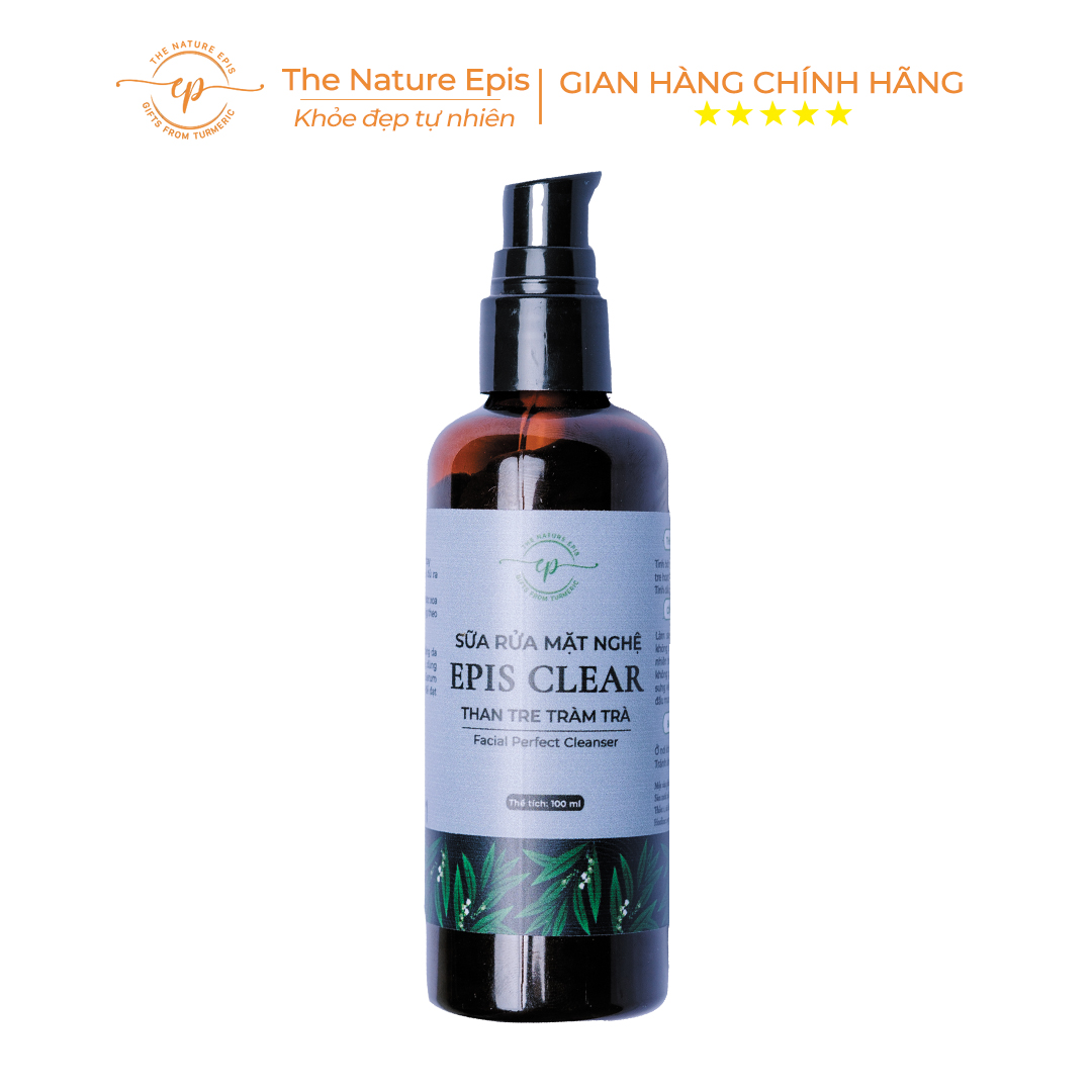 Sữa rửa mặt sáng da & giảm sưng mụn nghệ than tre tràm trà sạch sâu, kháng khuẩn epis clean