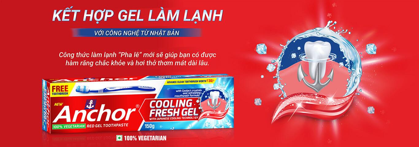 Kem đánh răng Gel Mát Lạnh  Anchor Cooling Fresh Gel 150g (Tặng kèm bàn chải)