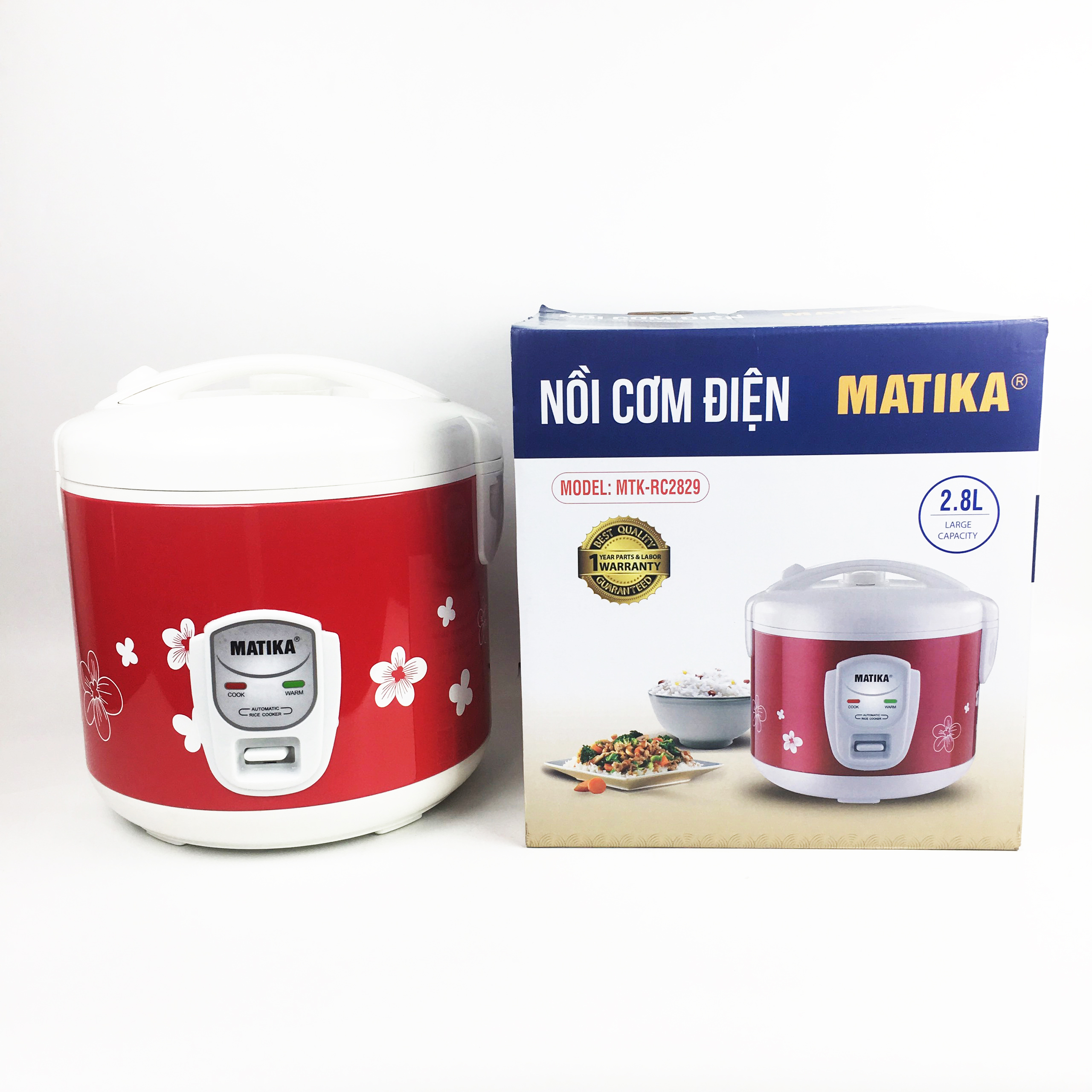 Nồi cơm điện Matika MTK-RC2829 dung tích khủng 2,8L bảo hành chính hãng 12 tháng