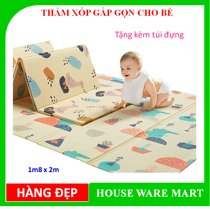 [ TOP ĐẦU+ LOẠI XỊN NHẤT - DÀY NHẤT  CAM KẾT HÀNG LOẠI 1  ] Thảm trải sàn xốp XPE 2 mặt phủ Silicone Hàn Quốc mẫu đẹp chống thấm tuyệt đối, chống ngã, cho bé tập bò kèm túi 1m8- 2m