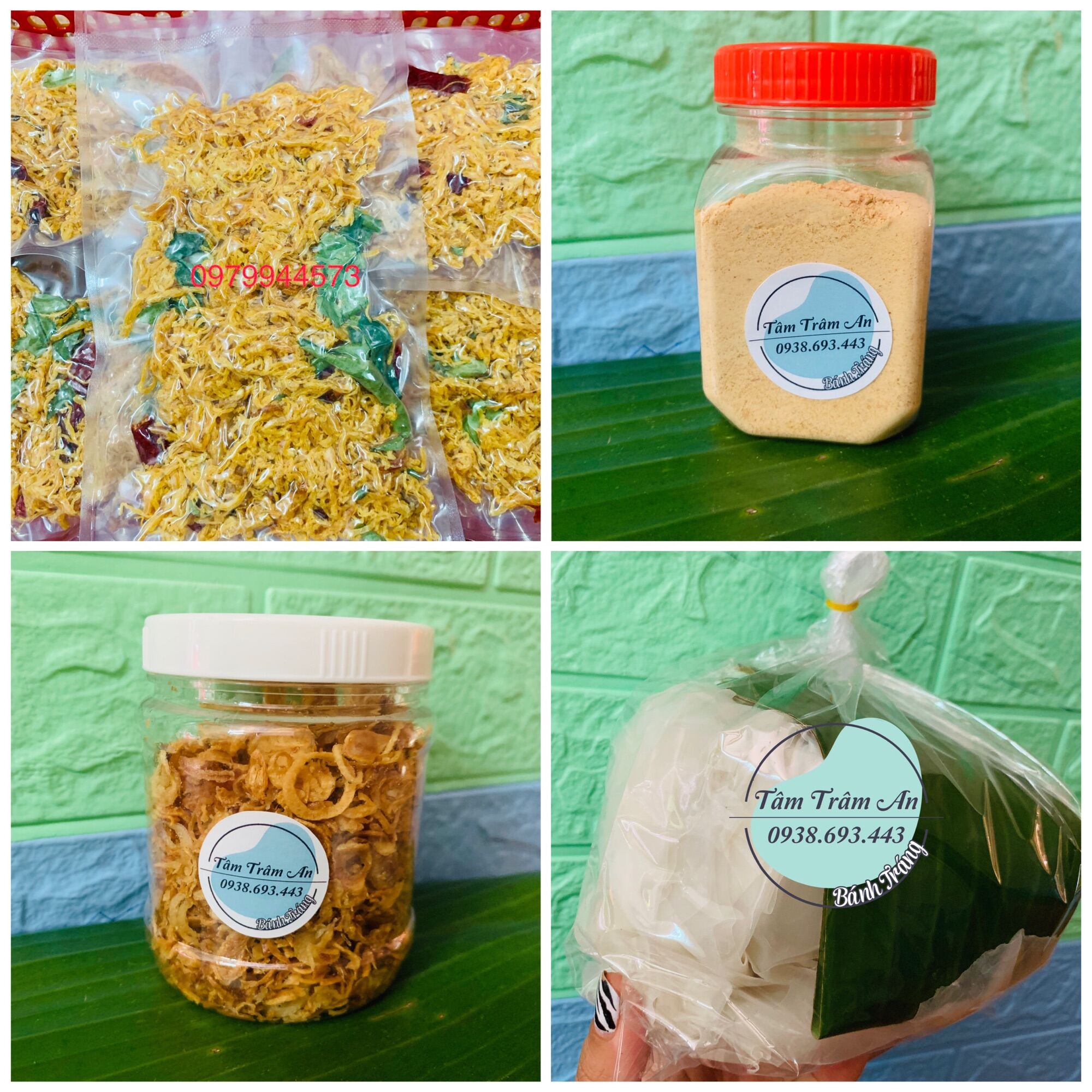 Combo bánh tráng RÌA phơi sương 500g +khô gà + muối tỏi+ hành phi