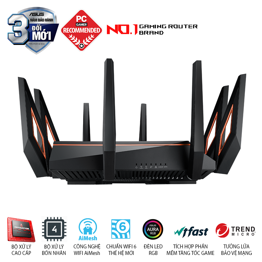 Router Wifi Băng Tần Kép ASUS GT-AX11000 - Hàng Chính Hãng