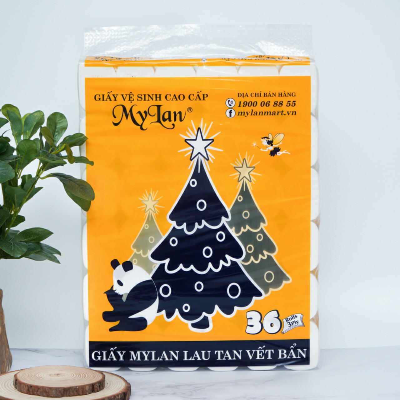 Giấy vệ sinh mylan gấu thông cao cấp 4 lớp - htstore83 - gvs rút táo mylan gói 300 tờ