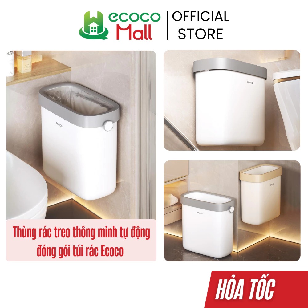 Thùng rác treo tường thông minh ECOCO 7L và 11L tự động đóng gói không khoan vít thế hệ mới Thùng đựng rác nhà bếp VS