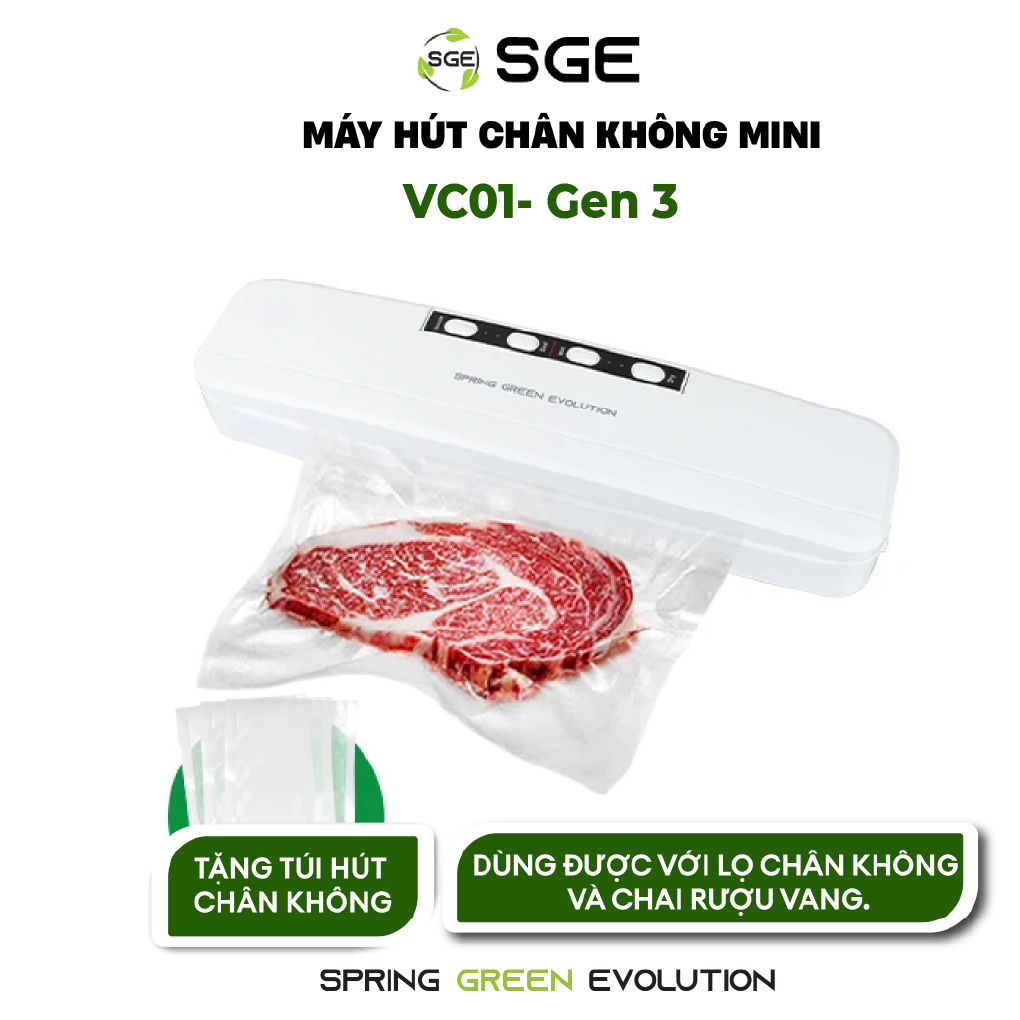 Sge Vc01 Handheld Vacuum Sealer - Gen 3 Compact, Fast Vacuum Sealer, Easy to Use - Free Vacuum Bag Included Giá 535,000 Đồng*Miễn phí vận chuyển