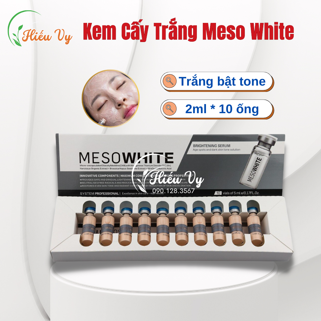  Kem cấy trắng Meso White Hàn Quốc 10 ống * 2ml cấy trắng da mặt bật tone an toàn không kích ứng 
