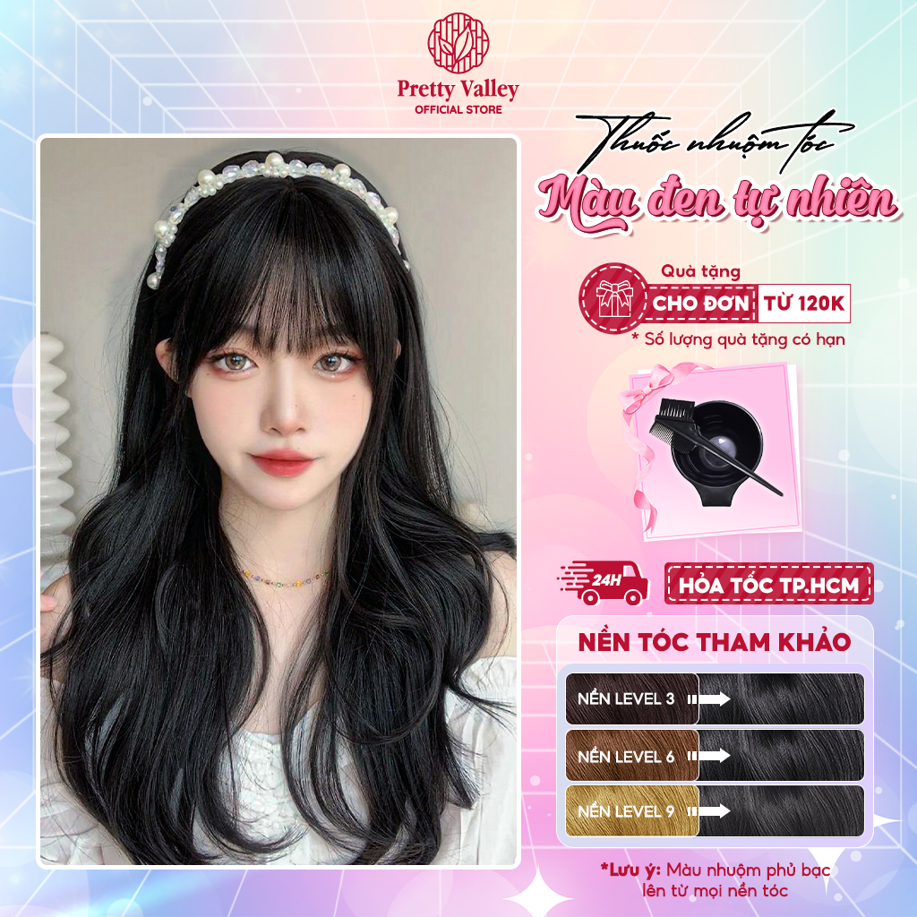 Thuốc nhuộm tóc, thuốc nhuộm màu ĐEN TỰ NHIÊN Molokai siêu dưỡng - Pretty Valley Hair