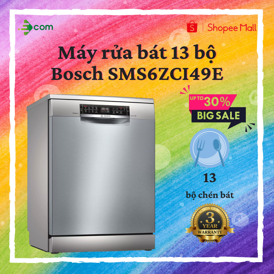 Máy rửa bát bosch sms6zci49e - hàng chính hãng