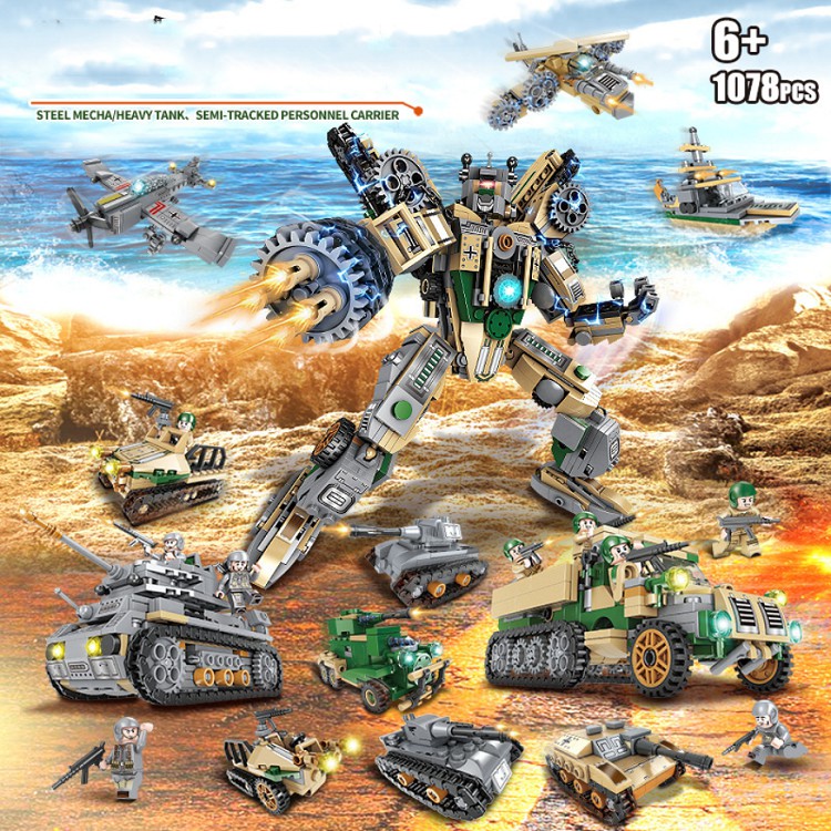 [Hoàn Tiền 10%][1078 CHI TIẾT] Bộ Đồ Chơi Xếp Hình Xe Tăng Chiến Đấu , Xe Oto, Chiến Hạm, Xe Swat, Tàu Chiến, Robot