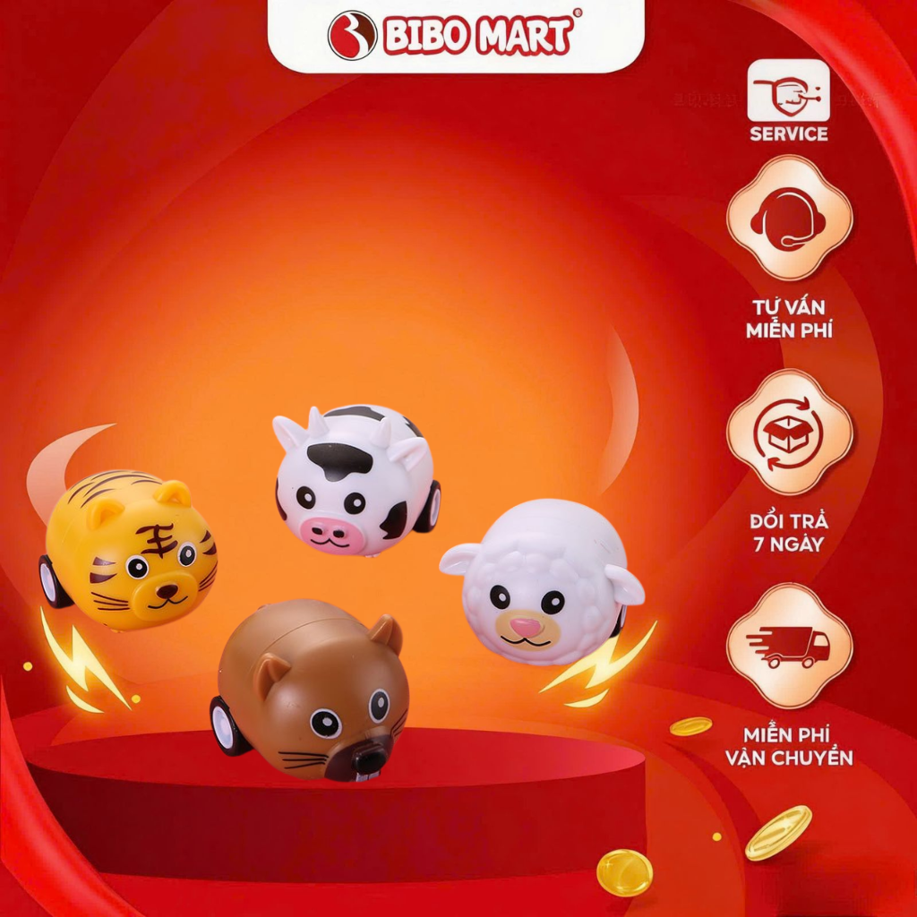 Đồ Chơi Hình Thú Con Cót Mini PO96-16 Chất Liệu Nhựa ABS An Toàn Ngộ Nghĩnh Cho Bé - BiBoMart