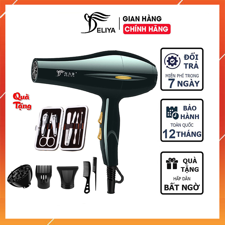 Máy sấy tóc 2 chiều nóng lạnh Deliya DLY-8020 XANH LÁ Công Suất 2200W 3 chế độ nóng, vừa, mát với 2 mức nhiệt độ