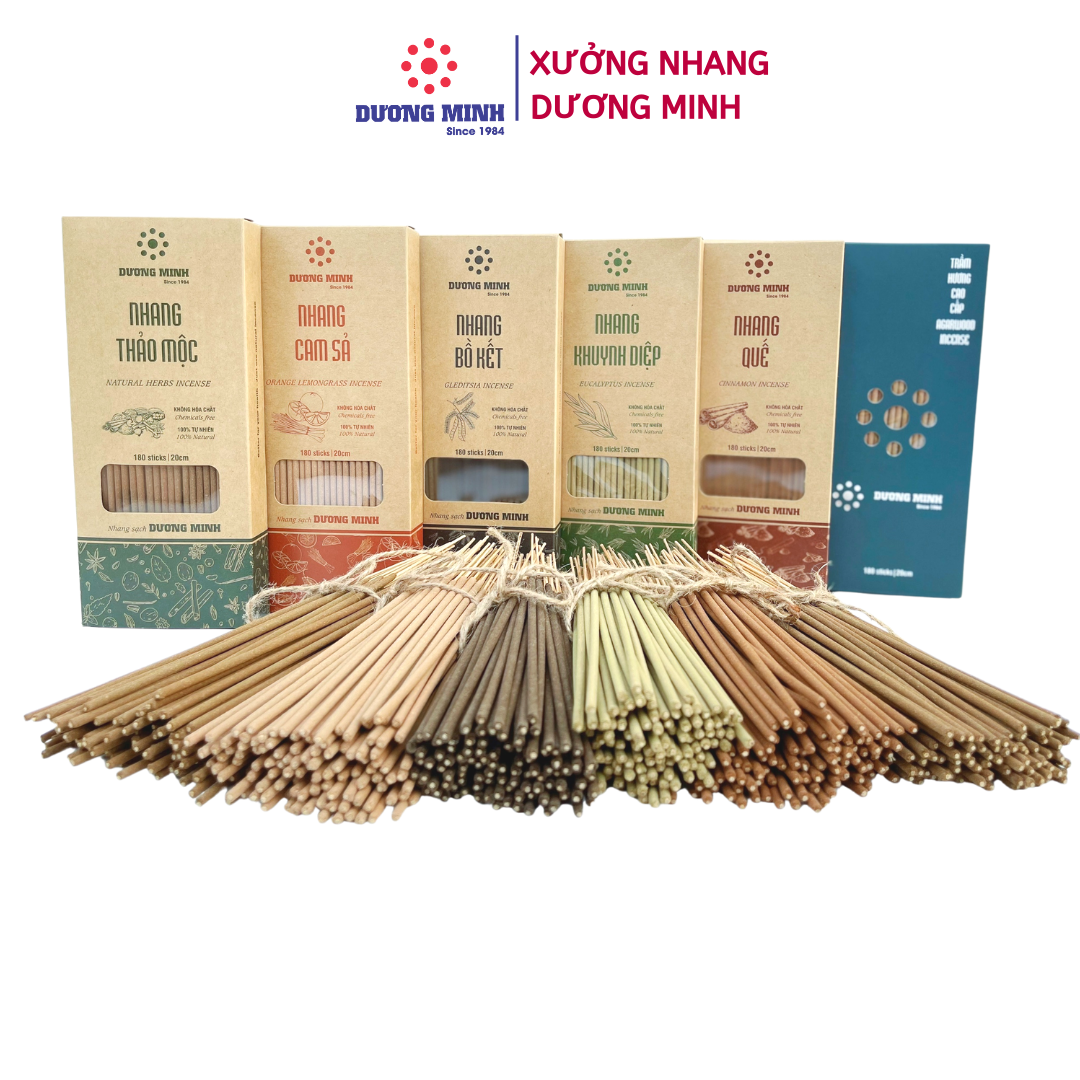 Nhang sạch Dương Minh nhang thơm hương thảo mộc quế / bồ kết / cam sả / khuynh diệp / thảo mộc / trầm hương cao cấp