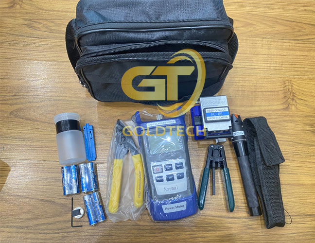 Bộ dụng cụ thi công cáp quang đầy đủ 8 món - Bộ tool quang gồm: Máy đo công suất, dao cắt sợi quang, bút soi quang, kìm tuốt cáp quang