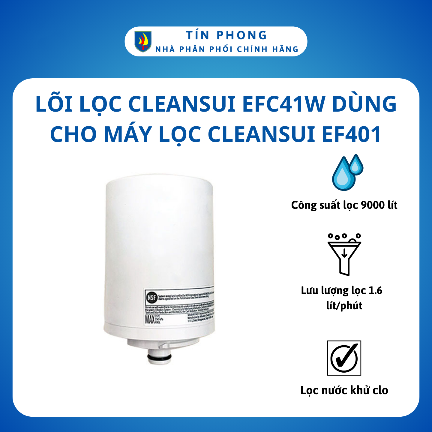 Lõi lọc nước, lõi lọc Cleansui EFC41W dùng cho máy lọc nước Cleansui EF401 - Sản xuất tại Nhật Bản - Hàng chính hãng