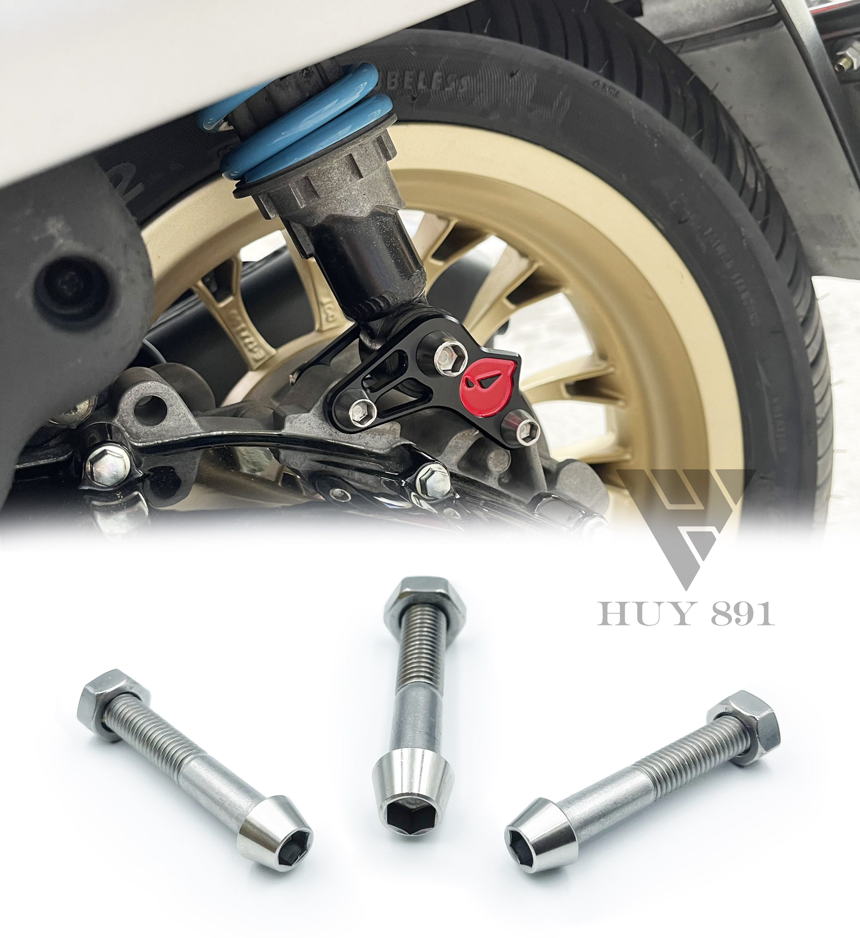 Ốc phuộc sau inox 304 dành cho xe vespa sprint, primavera, lx, s, gts