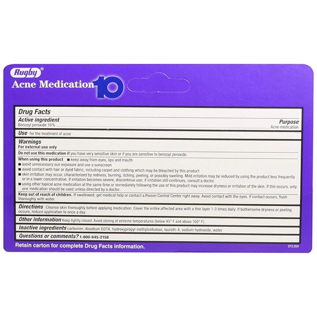 Kem chấm mụn siêu tốc acne medication 10 rugby- acne medication gel benzoyl peroxide 10%