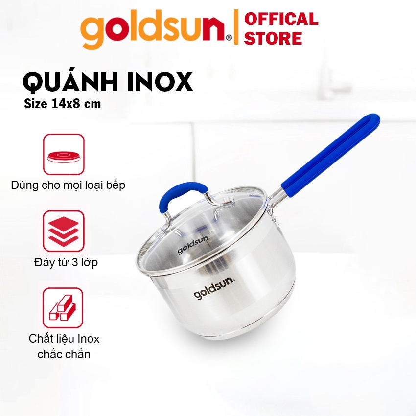 Quánh inox có tay cầm cách nhiệt dùng cho mọi loại bếp Goldsun GPO2101-IH