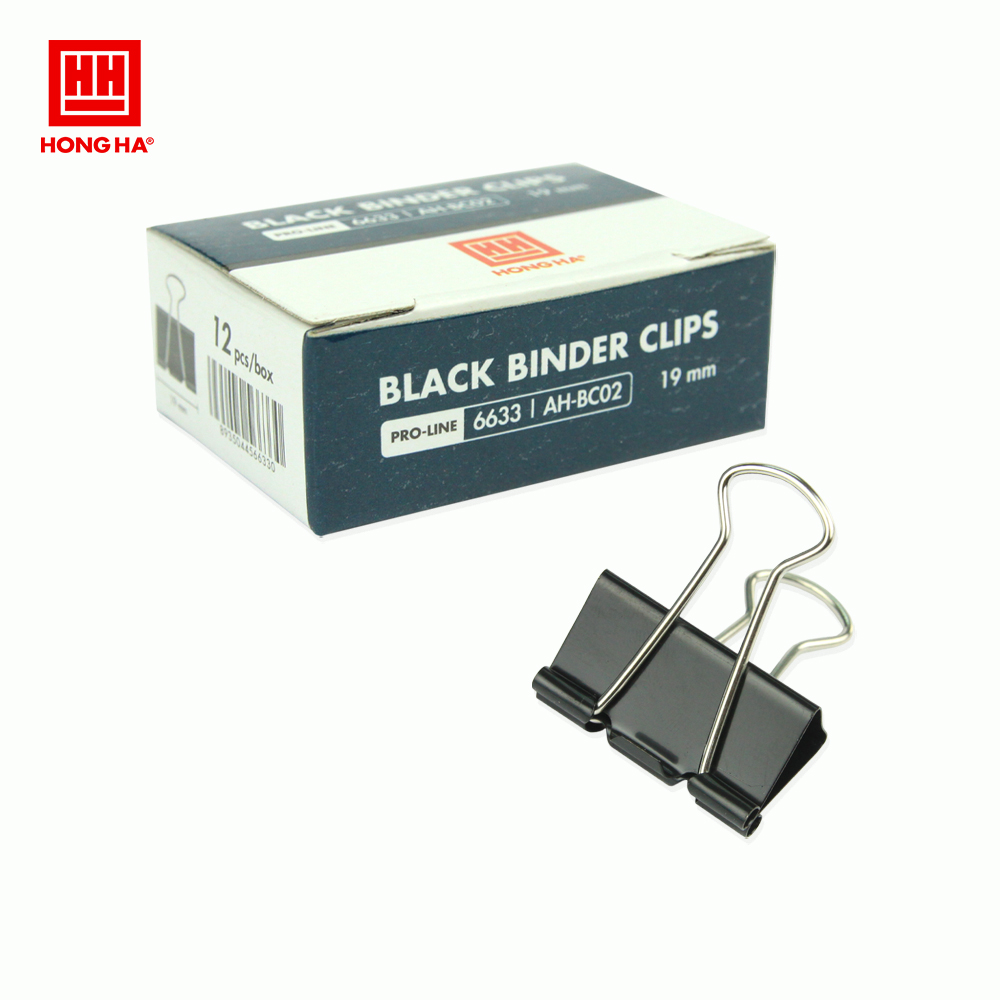 Kẹp bướm, kẹp giấy đen Hồng Hà 19mm (2 hộp, 1 hộp 12 chiếc) - 6633