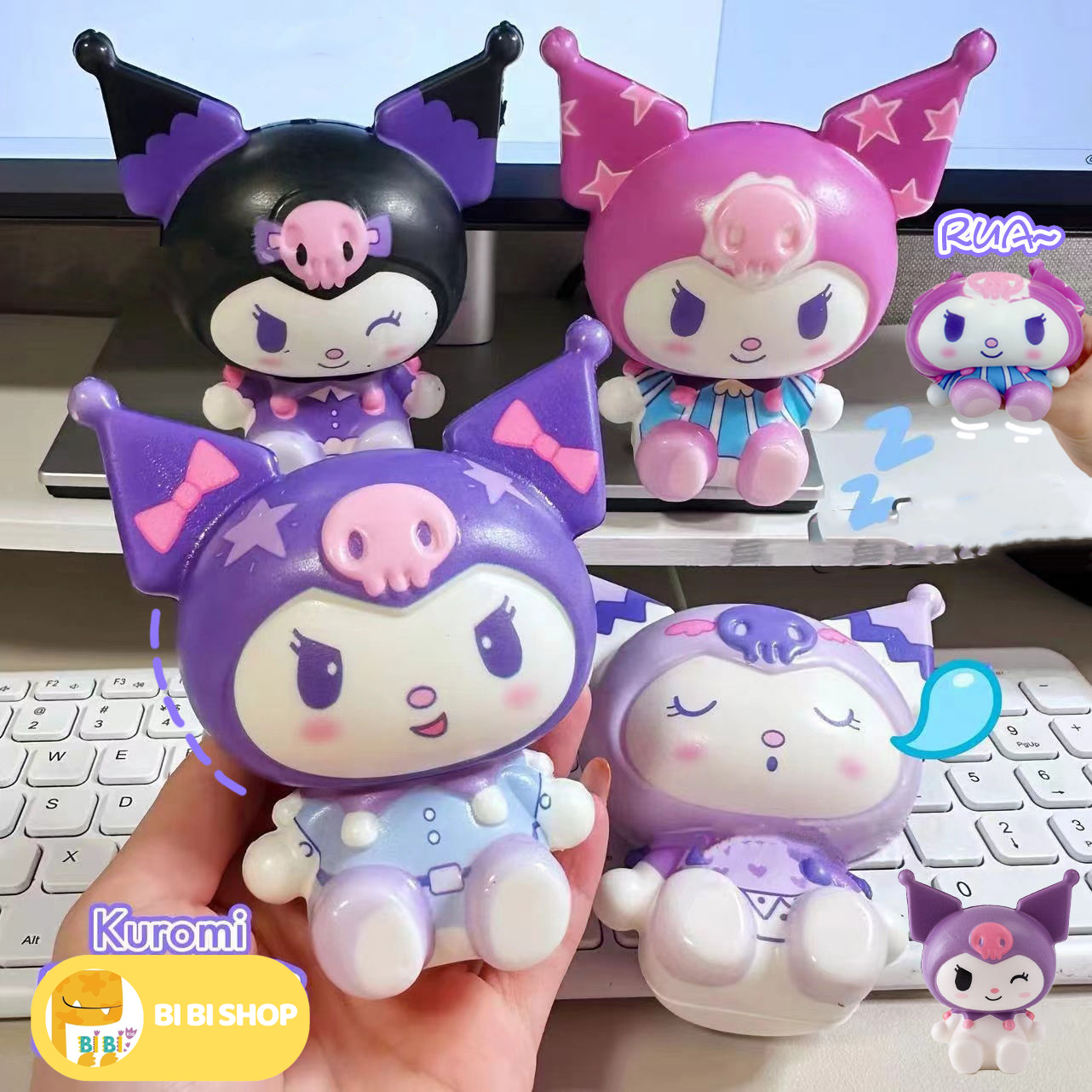 Squishy Bóp Dẻo Mô Hình Kuromi, Labubu, Bearbrick Giúp Giảm Stress Căng Thẳng