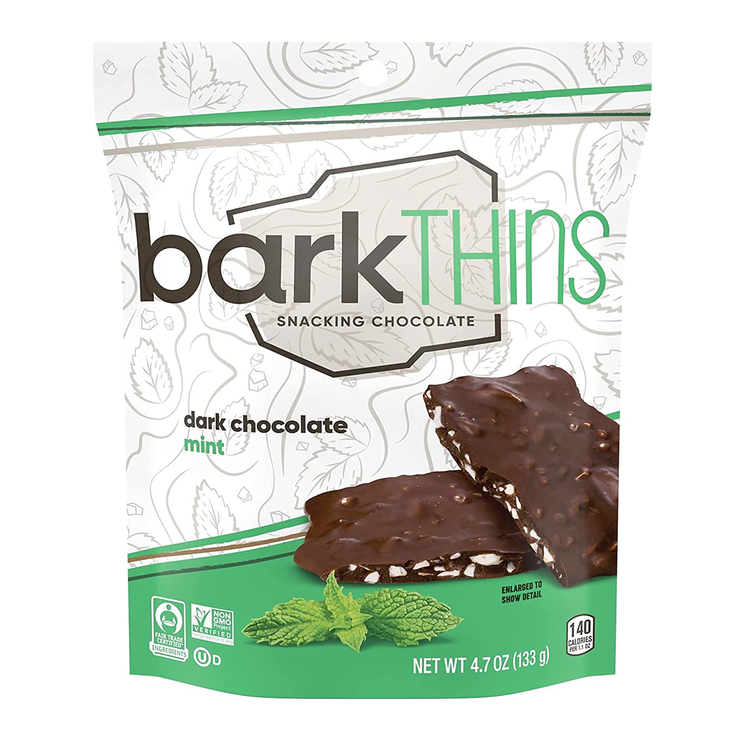 Socola đen - bạc hà barkthins dark chocolate mint snacking chocolate, fair trade, non gmo, 133g