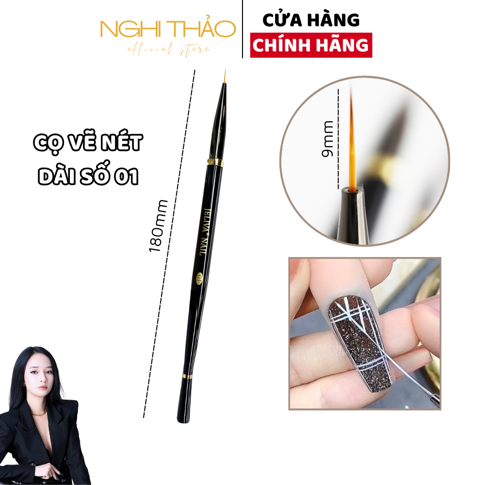 Cọ vẽ nail , cọ nét nail Jeliva 9mm số 01 Nghi Thảo