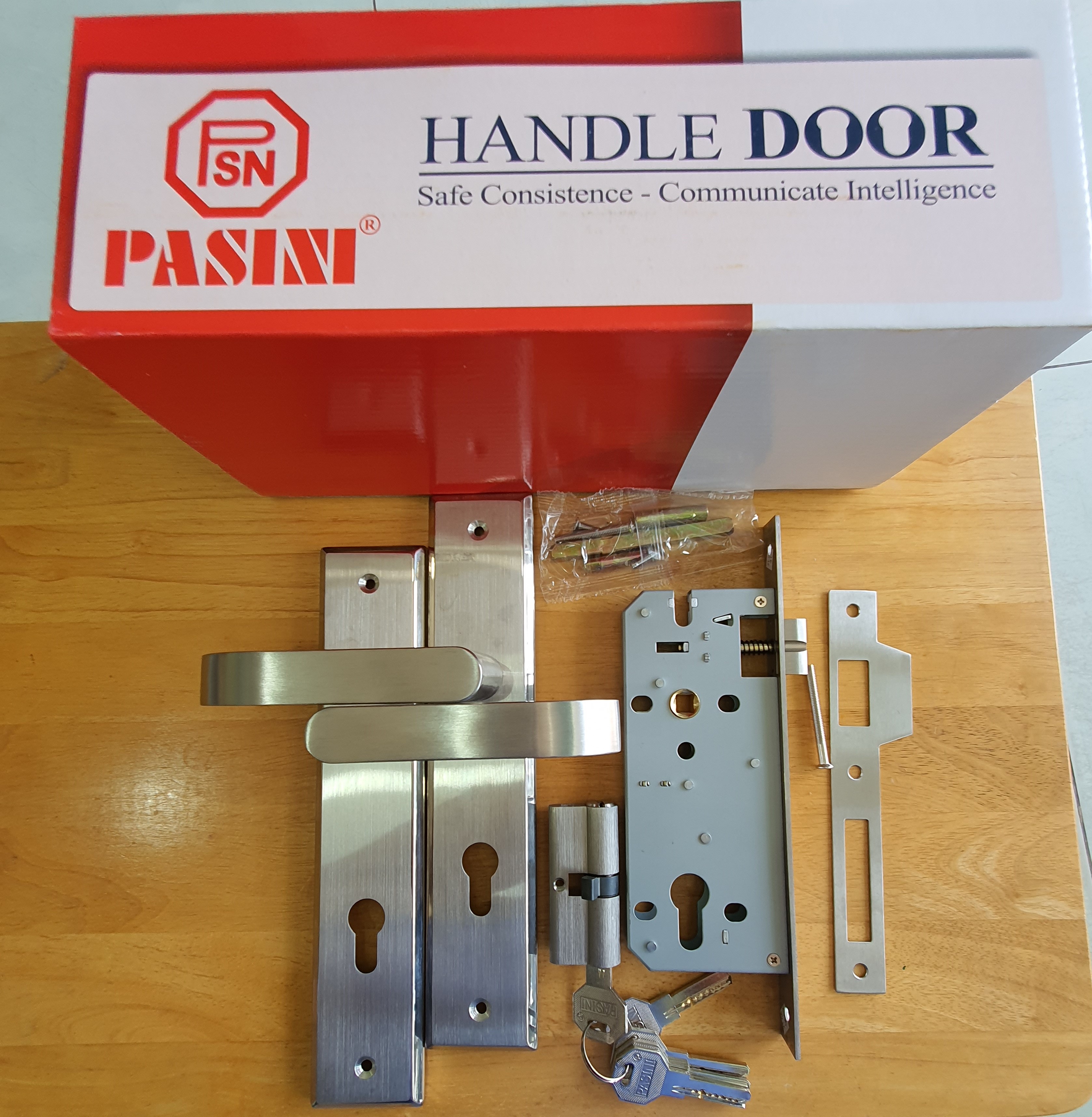 Khóa cửa tay gạt pasini 737 sus 304 - 2 bên chìa dùng cho cửa đi lớn - bảo hành 1 năm.