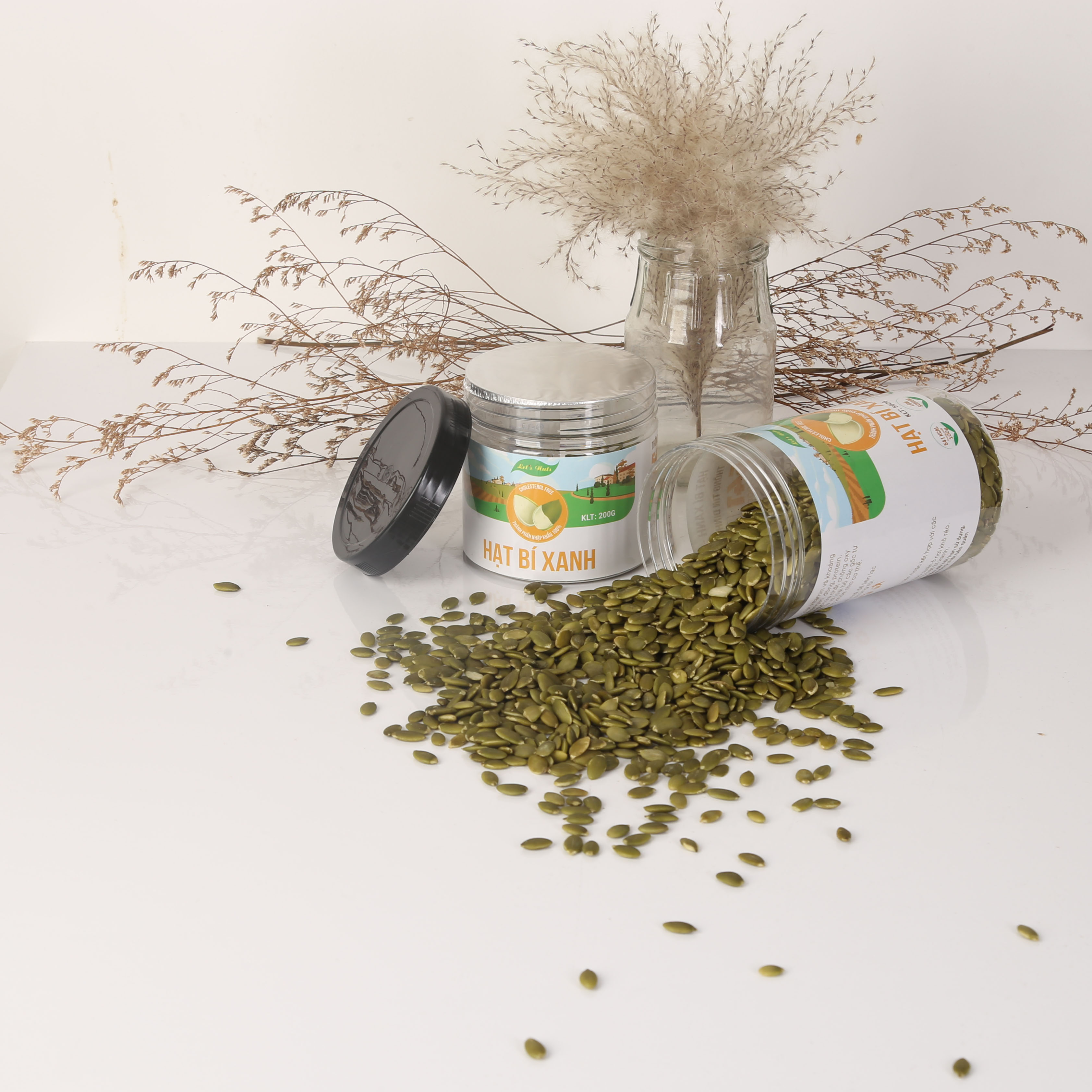 Hạt bí xanh nguyên chất Let's Nuts hộp 500g hạt to mẩy dùng để nấu chè nấu sữa làm bánh ngũ cốc bổ dung dinh dưỡng