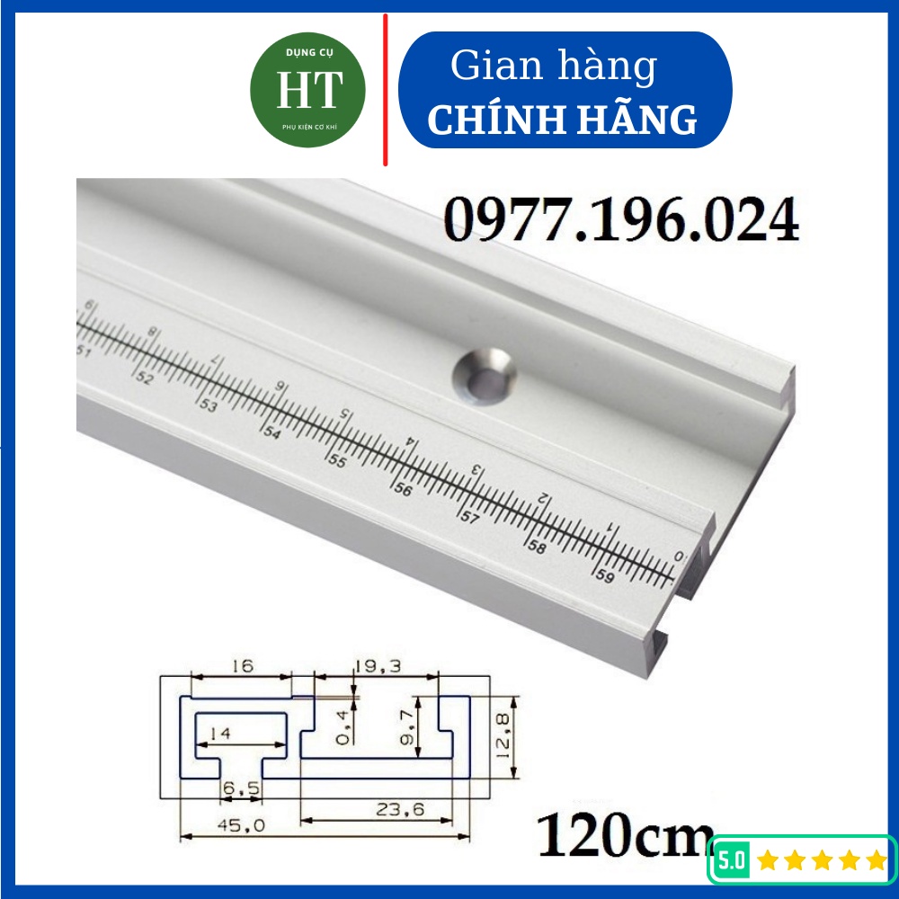 Thanh ray trượt bàn cưa in thước đo 40-60-80-100-120cm