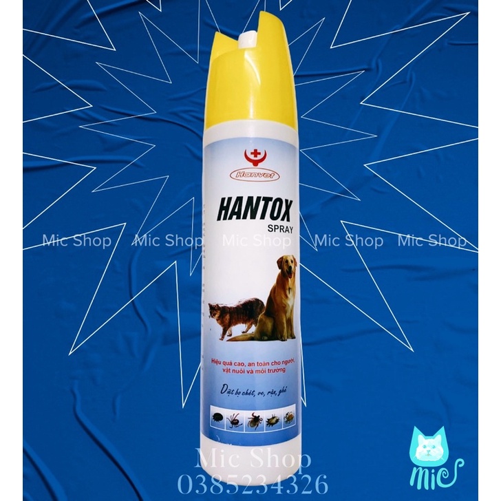 Xịt Hantox Spray diệt ve, rận, ghẻ chó mèo