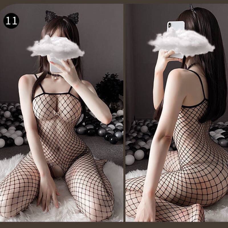 Che tên sp Bộ đồ ngủ lưới toàn thân có dây vai xẻ đáy body stocking sexy