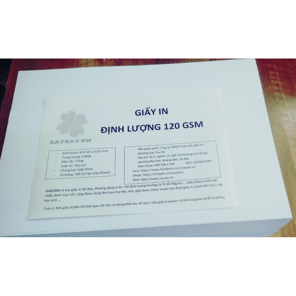 500 tờ giấy in ofset/ couches định lượng 120gsm khổ a4