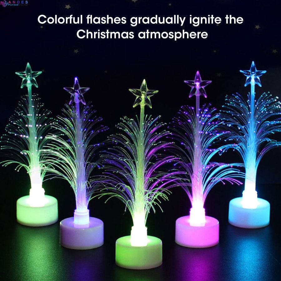 Cây thông đèn Led sợi quang phát sáng 7 màu - cao 13cm