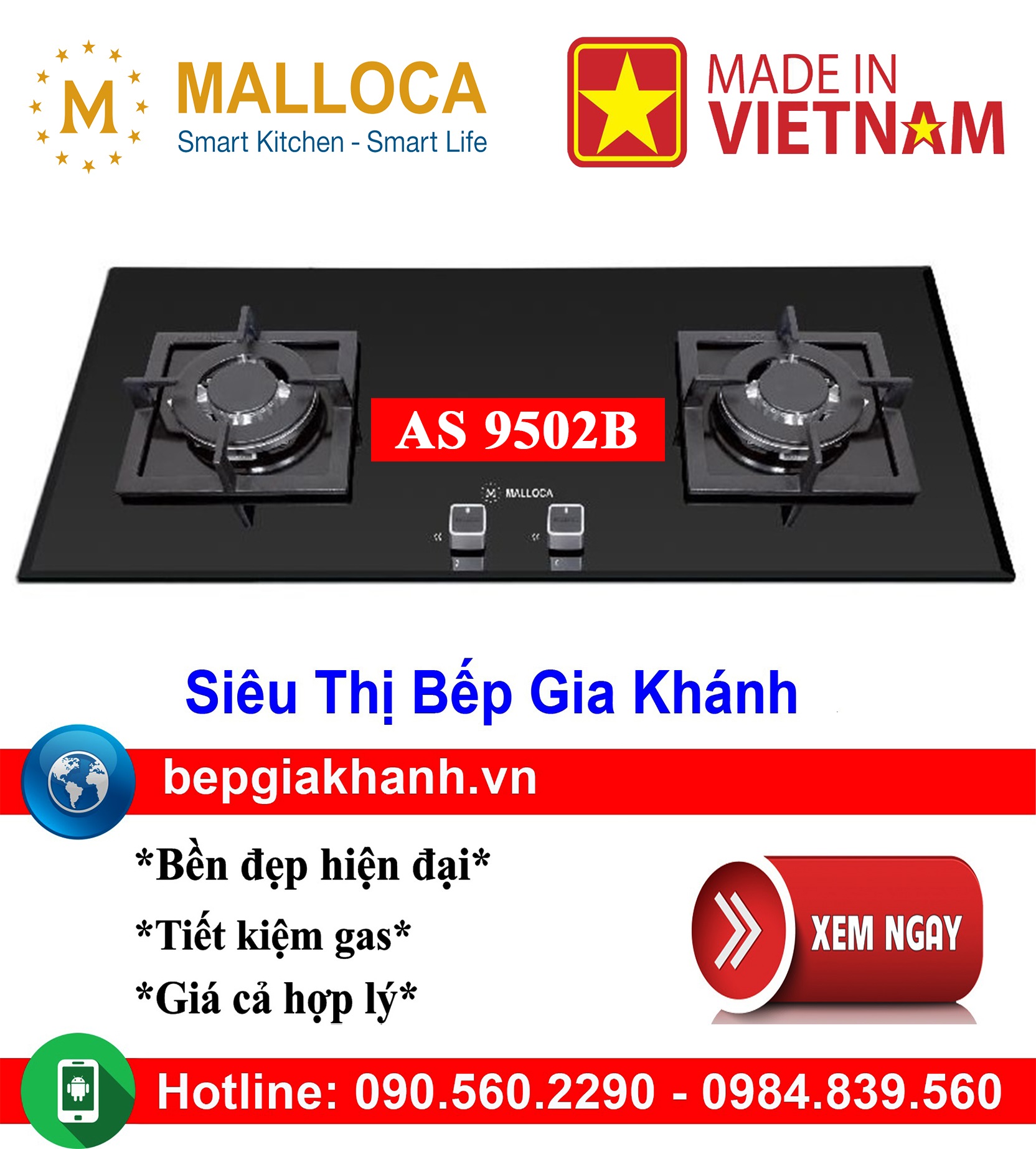 [HCM]Bếp gas âm 2 vùng nấu Malloca AS 9502B lắp ráp Việt Nam, bếp gas, bếp gas đôi, bếp gas đơn, bếp gas âm, bếp ga, bếp ga đôi, bếp ga đơn, bếp ga âm, bep ga, bep gas