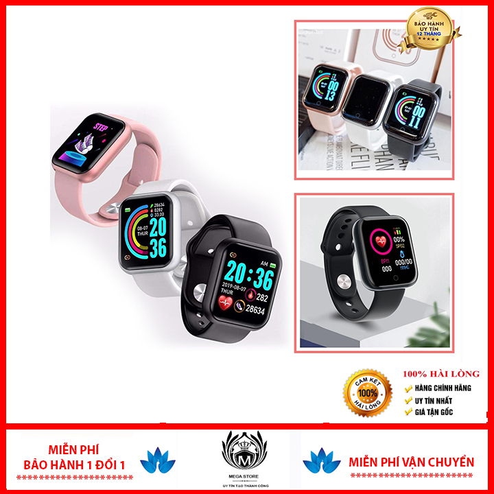 Đồng hồ Y68 Bản Mới Nhất Thay Được Hình Nền Không Thấm Nước Màu Hồng Đồng Hồ Thông Minh Kỹ Thuật Số