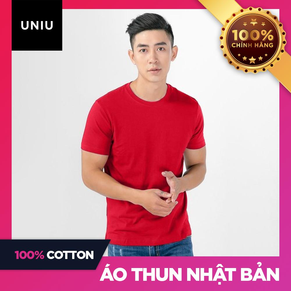 Áo thun trơn nam cổ tròn UNIU đỏ tươi