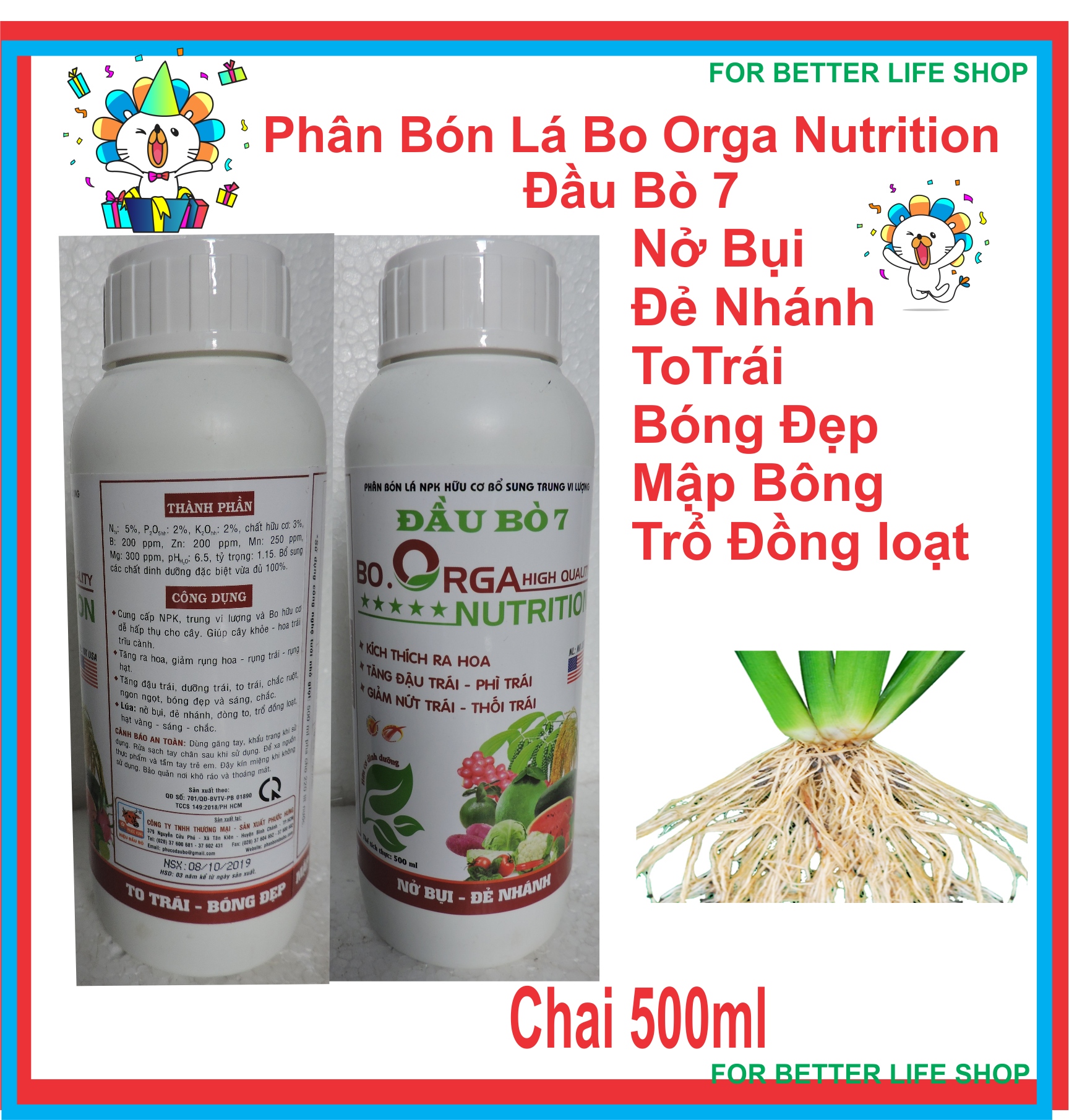 Phân Bón Lá Bo Ogranic to trái, bóng đẹp, mập bông, trổ đồng loạt chai 500ml