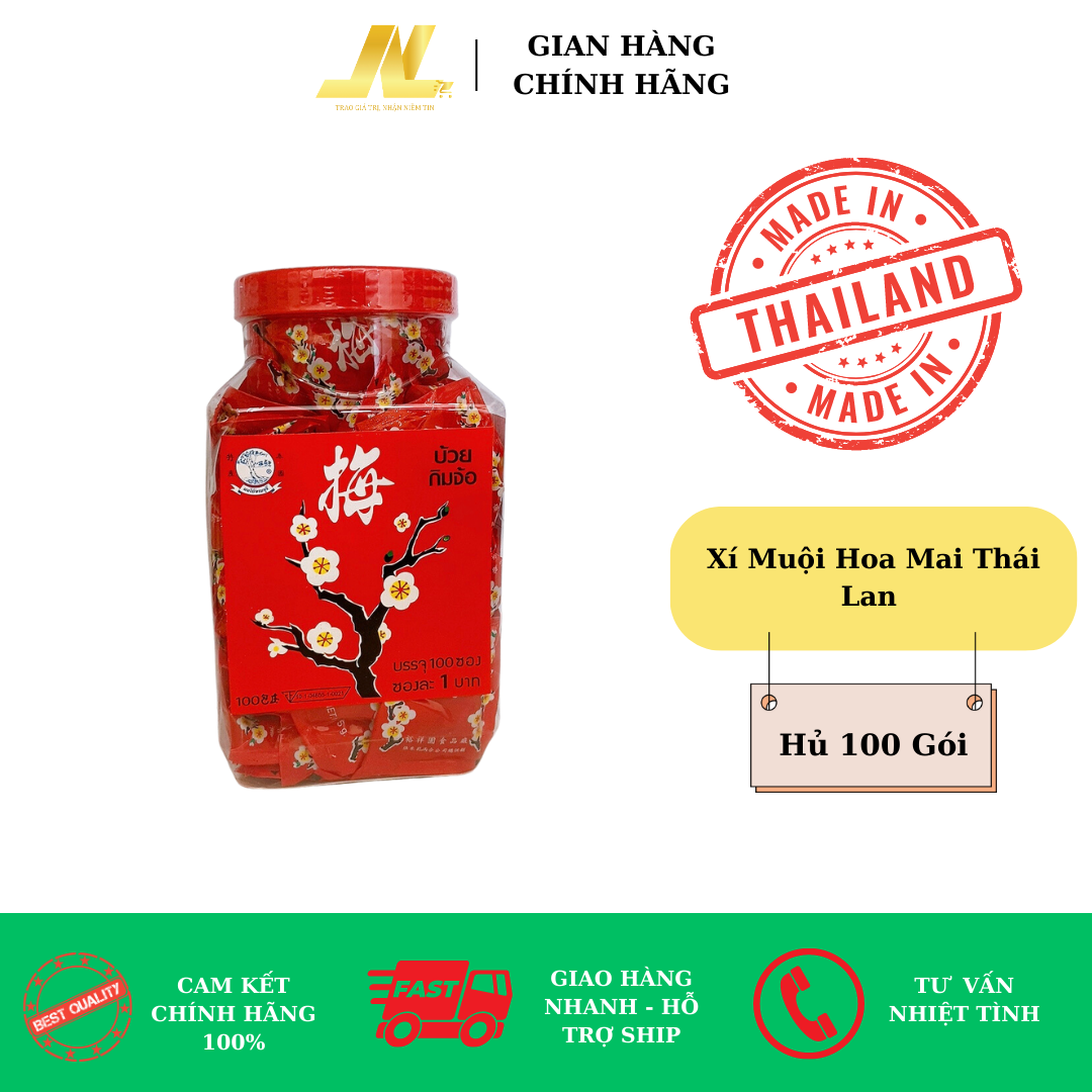 Xí muội hoa mai thái lan - hủ 100 gói